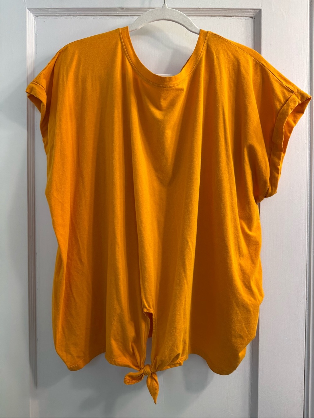 Ava & Viv Women's Knot-Front Tee - Golden Yellow Orange 2X